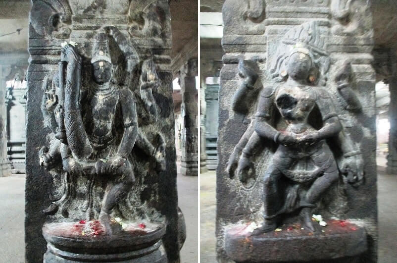 panchavarnaswamy temple sculpture thandavamoorthy and kali