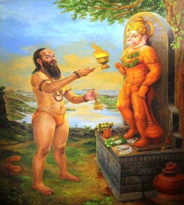 ramdas swami worshiping lord hanuman